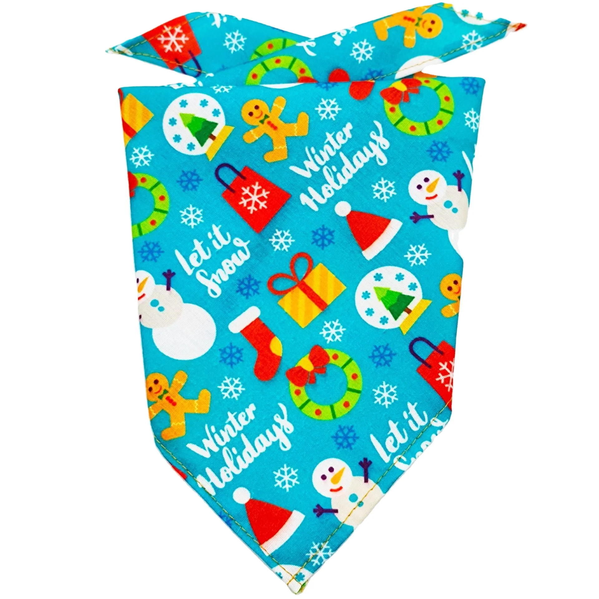 Christmas Holiday Dog Bandanas Snowman Pet Kerchief Snowflake Triangle Dog Scarf Adjustable Washable Dog Bib for Christmas