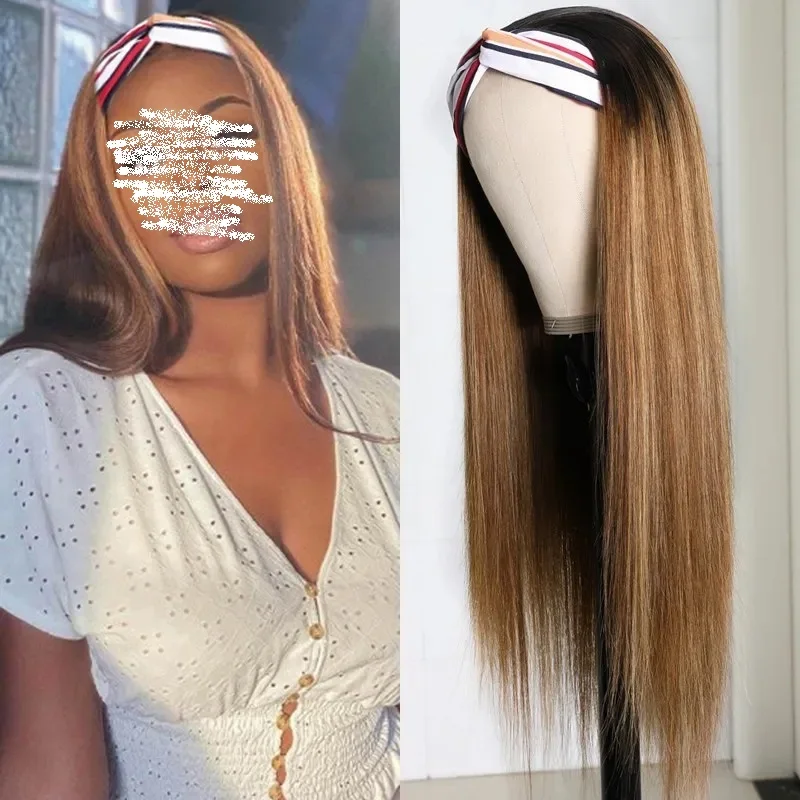 Headband Wig Human Hair Water Wave 16 18 20 22 24 Inch Brazilian Kinky Curly Human Hair Scarf Wigs For Women Glueless No Sew In