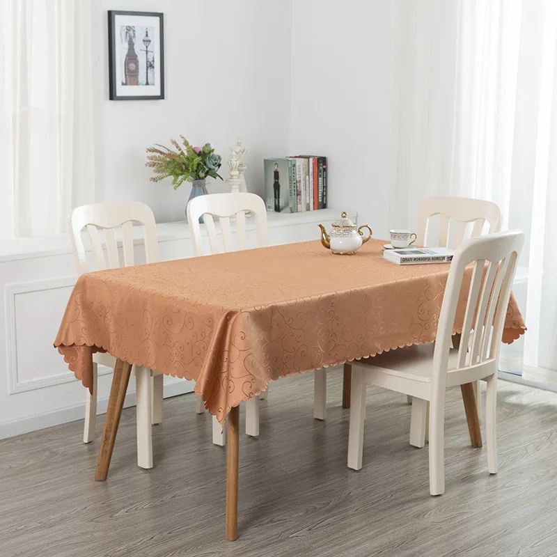 Custom White Square Jacquard Fabric polyester tablecloth/Buffet Table Cloths Cover With Any Size