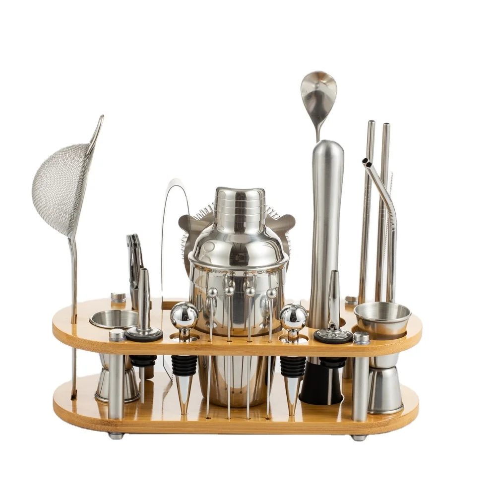 MCSS 2024  Various Styles Capacity Logo Stainless Steel Cocktail Bar Set  Boston Glass Shaker
