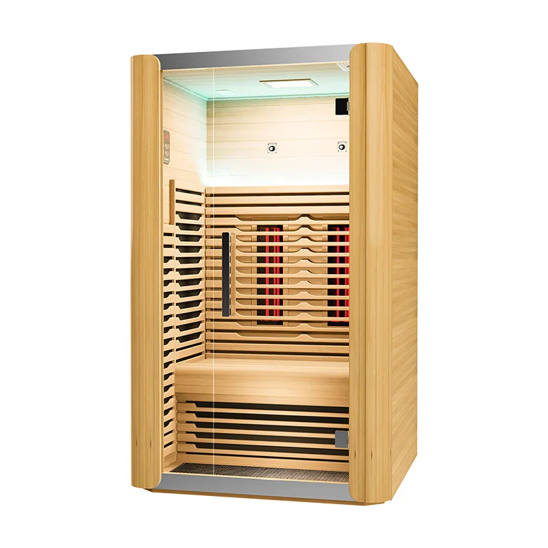 Saunaking Wood Sauna  Hammam loew emf Infrared Heater Hemlock Indoor Sauna Room