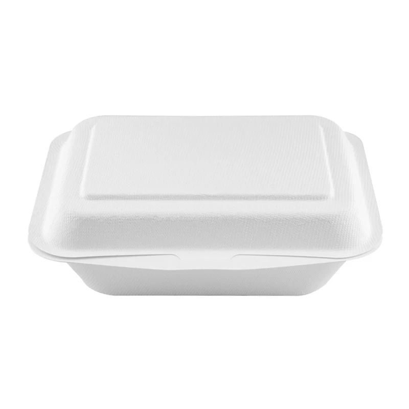 Free Samples Bagasse Food Container With Lid 650Ml Revtangle Biodegradable Boxes For Fast Food Delivery Hot