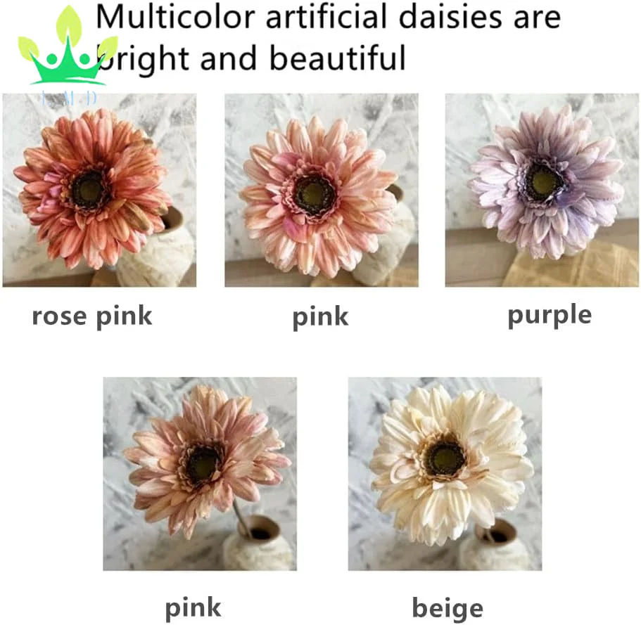 Artificial Flower Daisies Gerbera Bouquet Silk Petal Forever Plant for Wedding Bridal Bouquet Centerpiece Bridal Shower Birthday