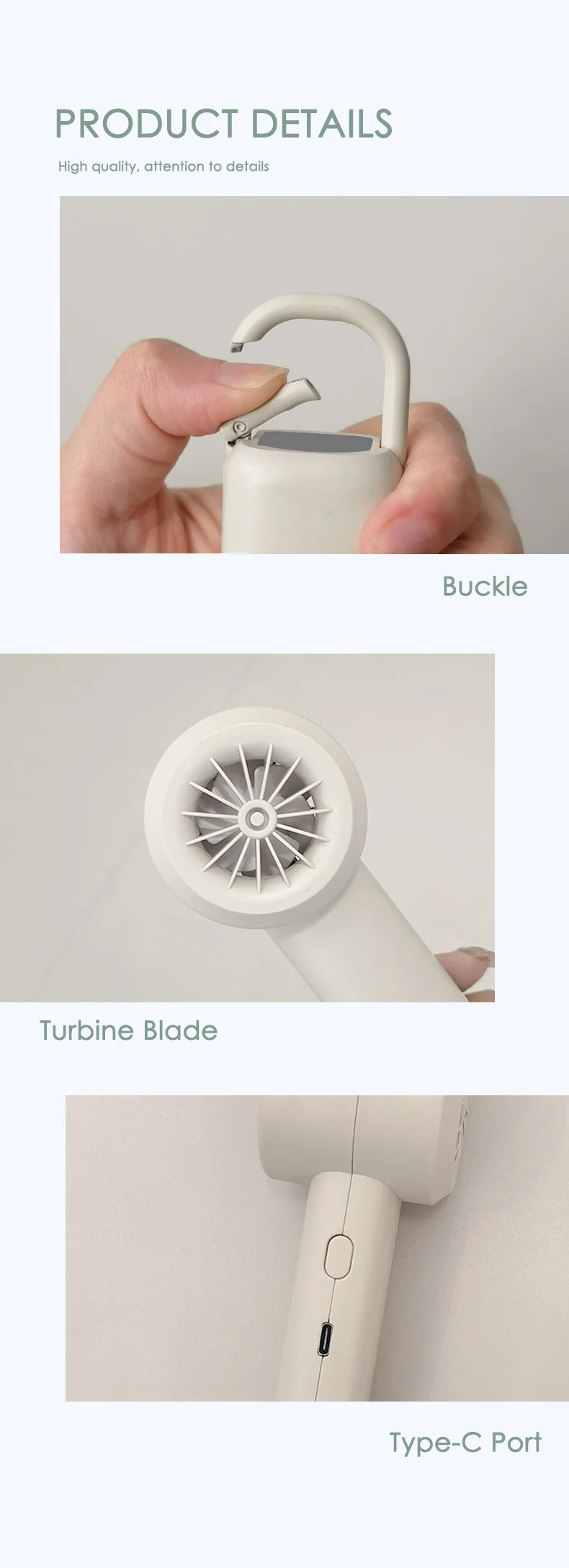 2025 Newest  portable 100 steps High Speed Type-c rechargeable mini handheld cooling fan