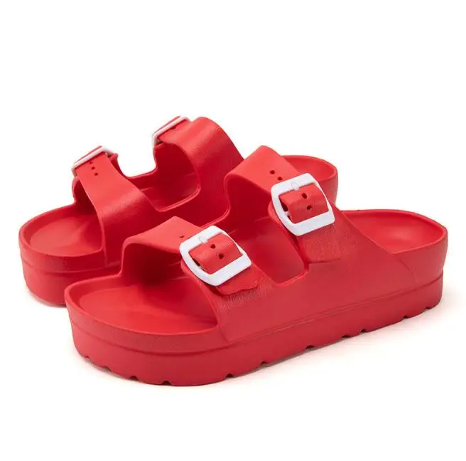 New EVA Thick Sole Slippers For Casual Outwear Sandal Slippers With Double Button Beach Shoes For Women