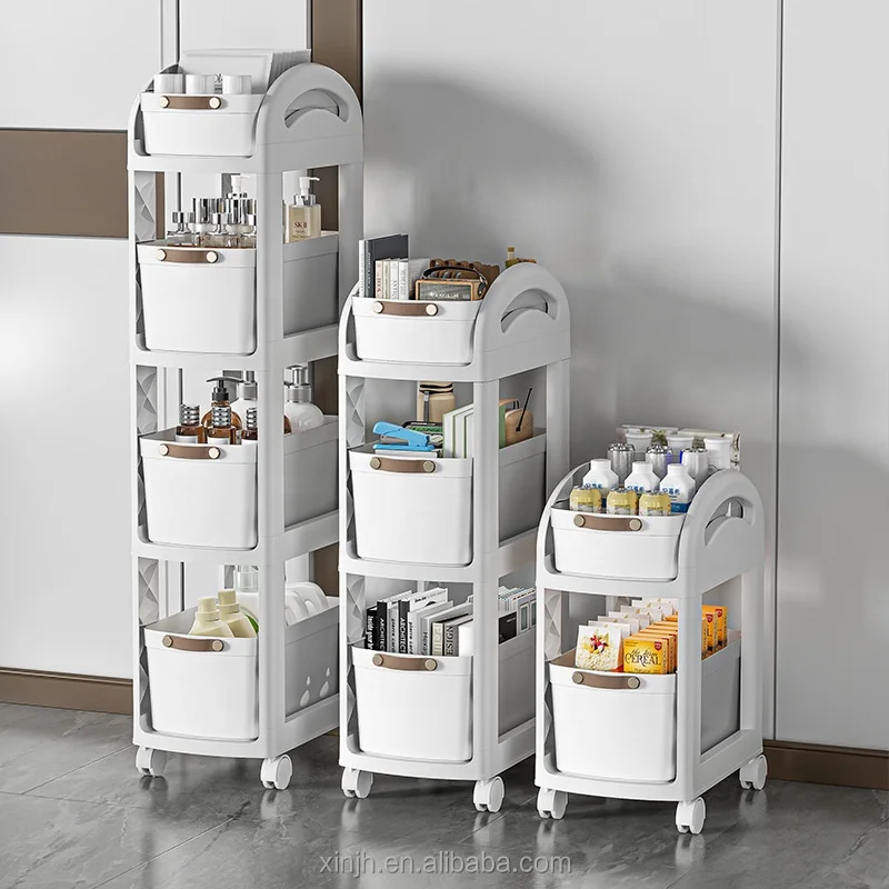 Undertable Storage Rack Kitchen Storage Cabinet Movable Small Cart Simple Wheeled Snack Storage