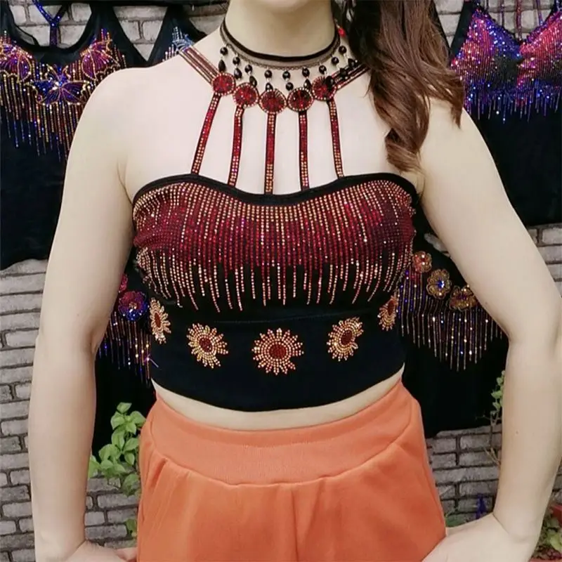 Beware of woven gauze camisole Women wear a short coat with pure desire for collarbone self-cultivation and shoulder tube top i
