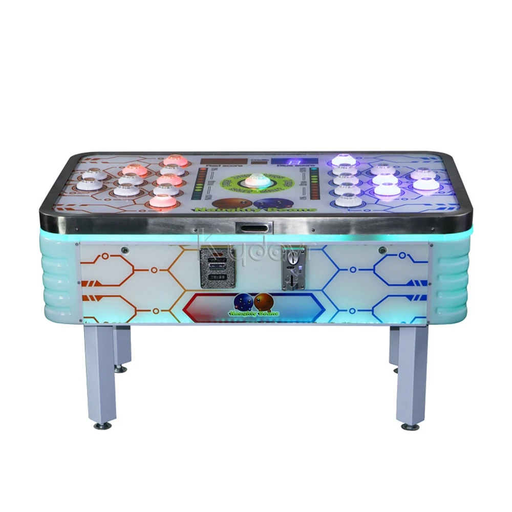 Amusement park coin operated two player battle speed challenge whack a mole push led light button speedy tap game