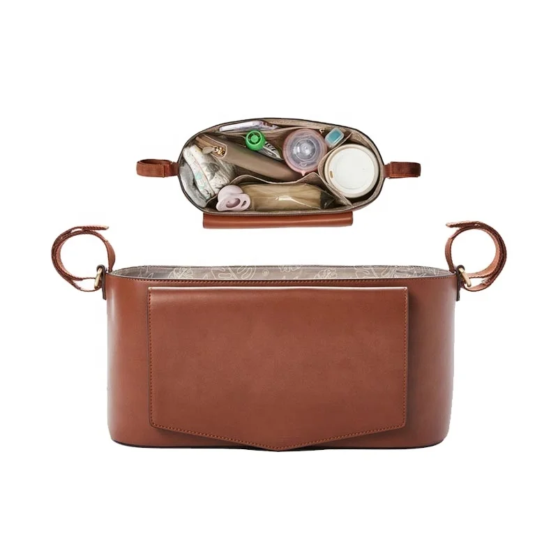 premium vegan leather stroller organizer large capacity stroller bags for baby care waterproof buggy bags for girl or boy