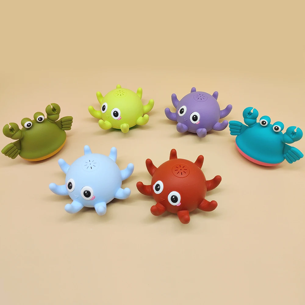 BPA Free Manufacturer And Crab Animal Soft Toy Bubble Spray Water Baby Bath Shower Silicone Bath Toys for Kids Toddlers