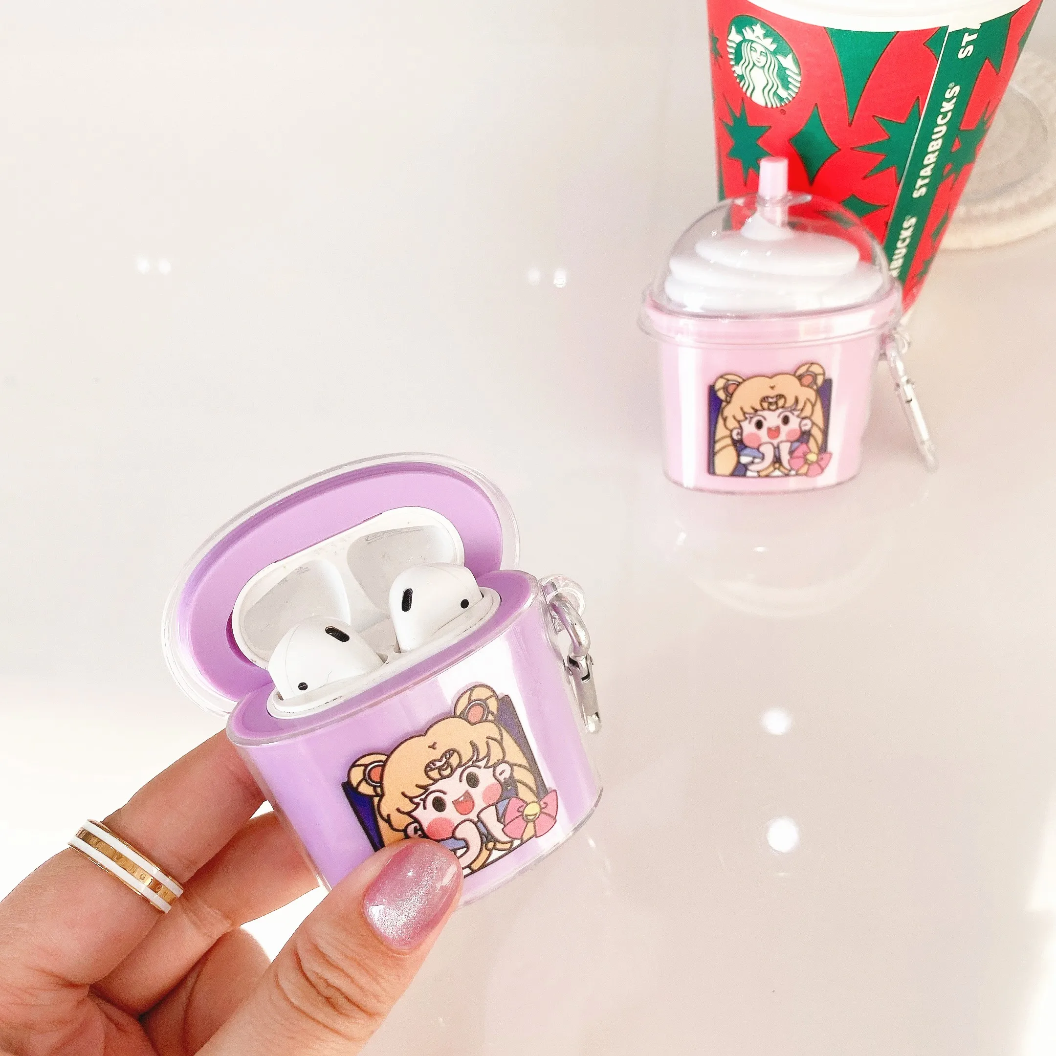 Milk tea cup shape sailor moon character anime cute earphone silicone cover for airpods 2 silicon cases