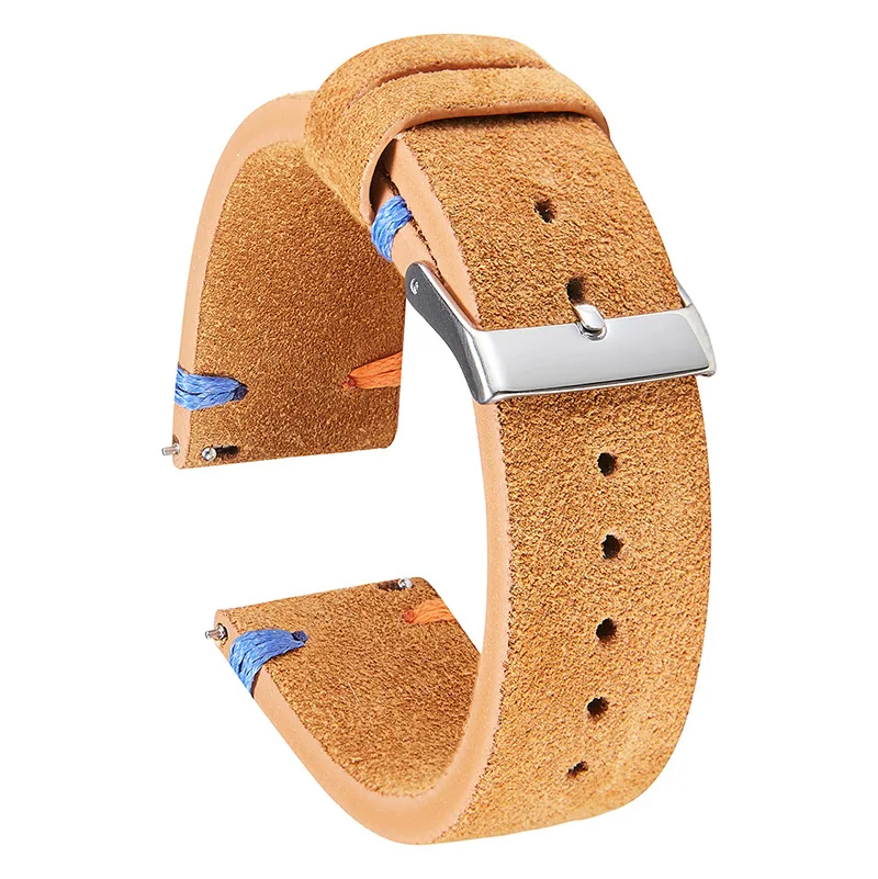 Personalized Matching Color Stitching Leather Velvet deerproof Suede Watch Strap Switch Quick Release Watch Bands Wholesale
