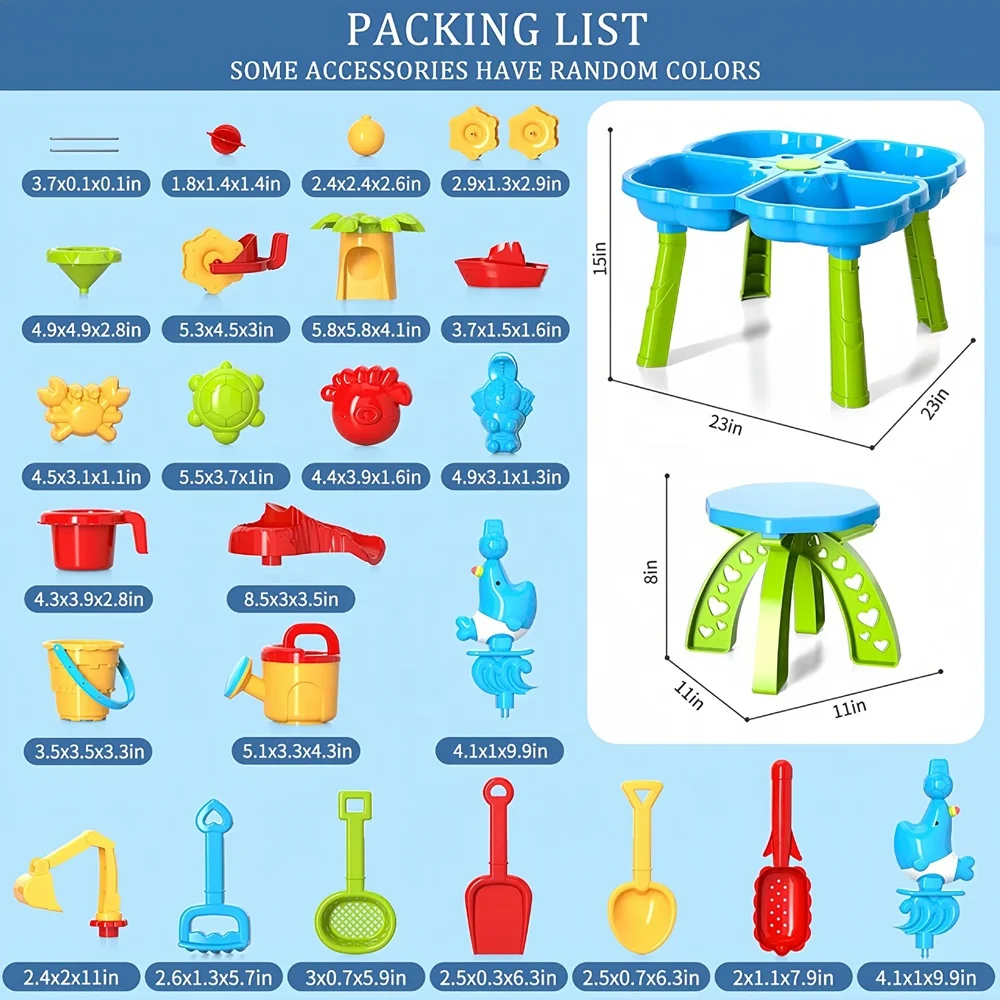 4 in 1 outdoor sand and water play table kids outside backyard sand water activity table beach sandbox toy with sand tool molds