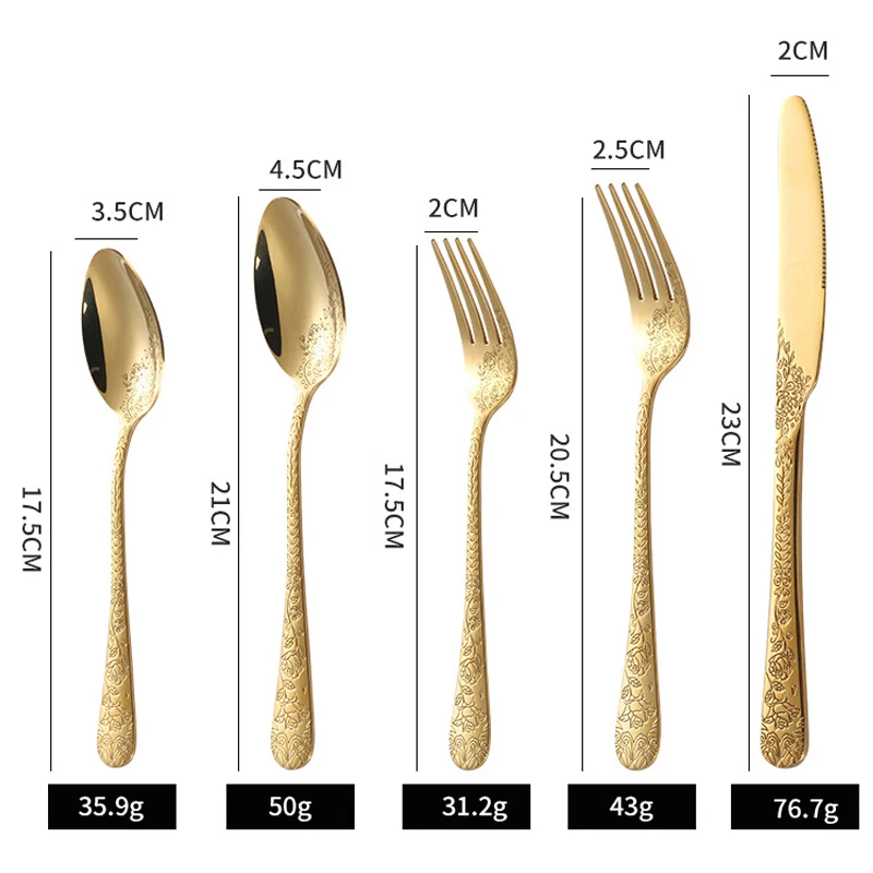 Modern Royal Cutlery Set Printed Colorful Handle cubiertos acero inox Rose Golden Silverware Set Restaurant Mirror Gold Flatware