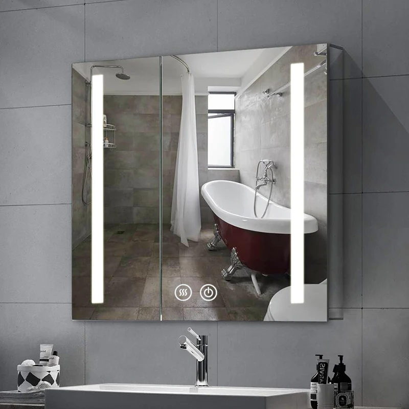 Tystart Modern Wall Bathroom Metal Round Mirror Cabinet