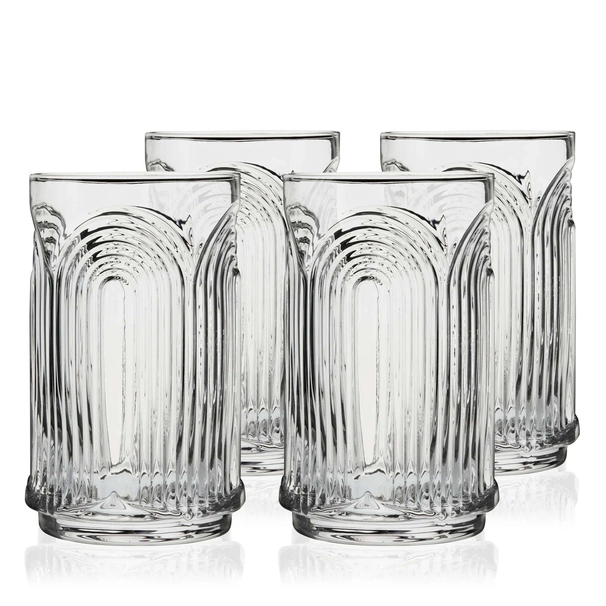 Factory Wholesale Old Fashioned Vintage 18 oz Arch U Shaped Lead-free crystal Highball Glasses Set