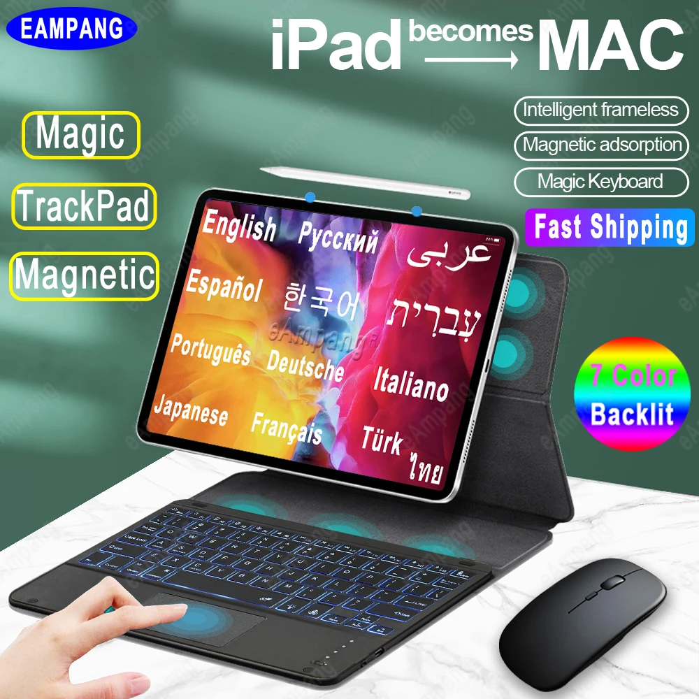 Wireless Trackpad Keyboard with Magnetic Case for Apple IPad Pro 11 2021 2021 2018 Air 4  4th 10.9 magic TrackPad keyboard
