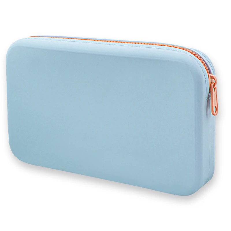 square silicone storage bag large capacity zipper wash bags custom logo solid color cosmetic bags