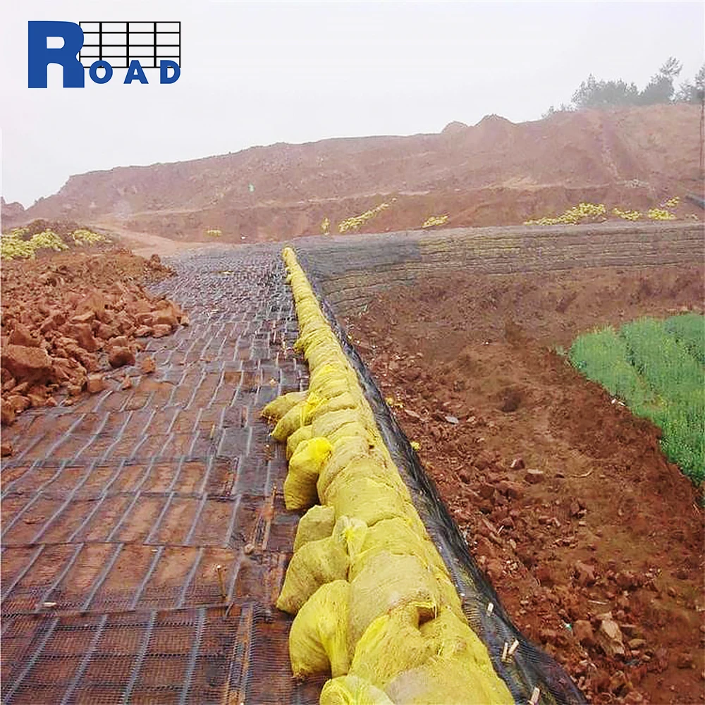 PP Uniaxial biaxial geogrid gravel ground grid 150kN triaxial geogrid geogrille road
