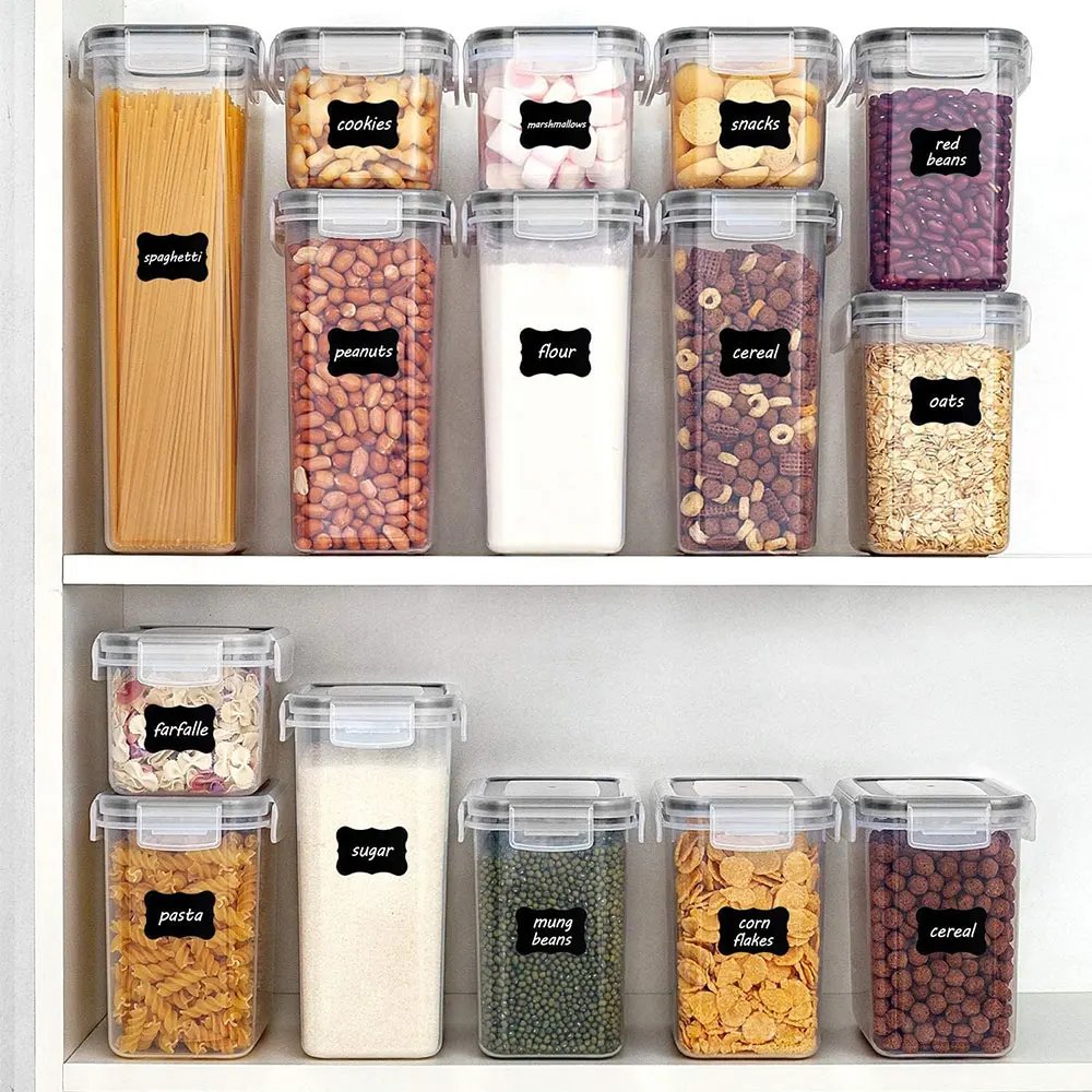24-Piece Set of Organic Kitchen Storage Containers Single-Tier Transparent Airtight BPA-Free Clear Plastic Food Boxes with Cover