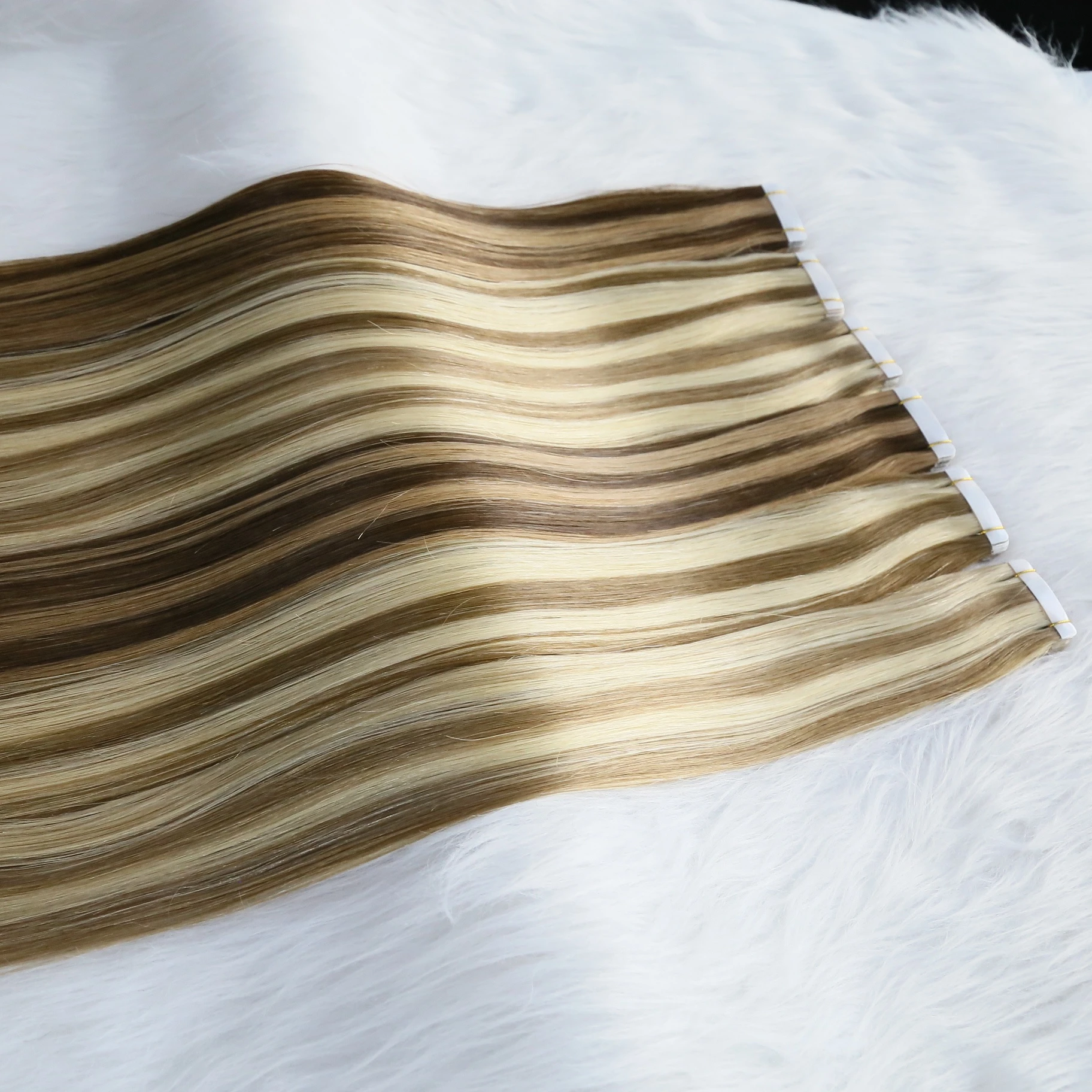 Wholesale  Top Quality Brazilian  Cuticle Virgin Remy Hair  Piano Colors Tape In Hair For Luxury Brand