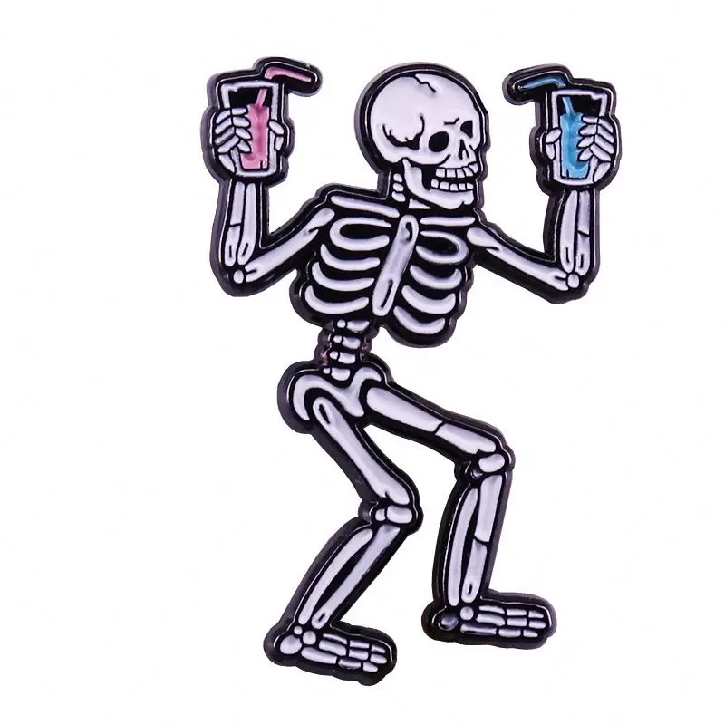 Wholesale Halloween Cocktail Skeleton Bartender Soft Pin