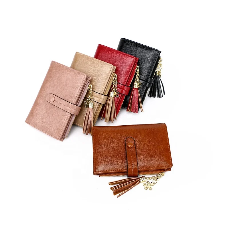 Pure Color High Quality Pu Leather Flip Wallet Cover Big Capacity Card Holder Small Leather Wallet