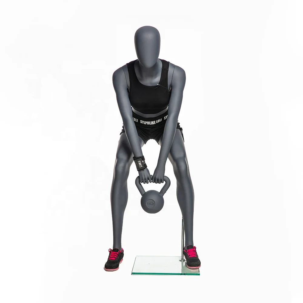 KBW-1 Full Body Wholesale Squatting Sports Mannequin Sporting Position Fiberglass Kettlebell Female Mannequin