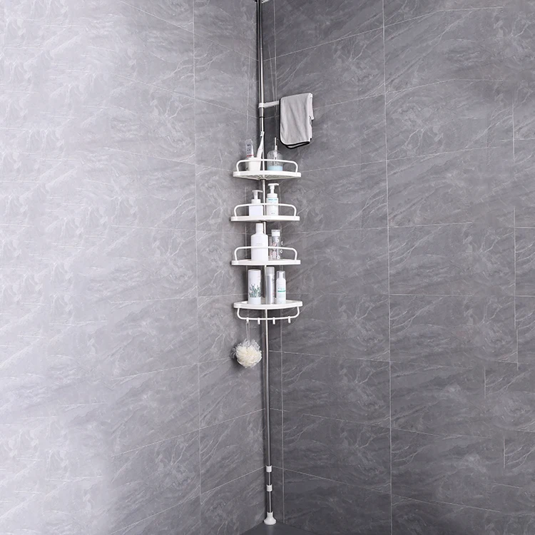 Restroom Floor Standing Bath Rack 4 Tiers Corner Shower Caddy Shelf for Bathroom and Bathtub