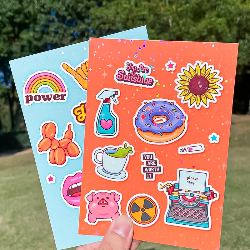 Customized Printing Vinyl Color Cartoon Planner Stickers,Stationery Kiss Cut Sticker Sheet