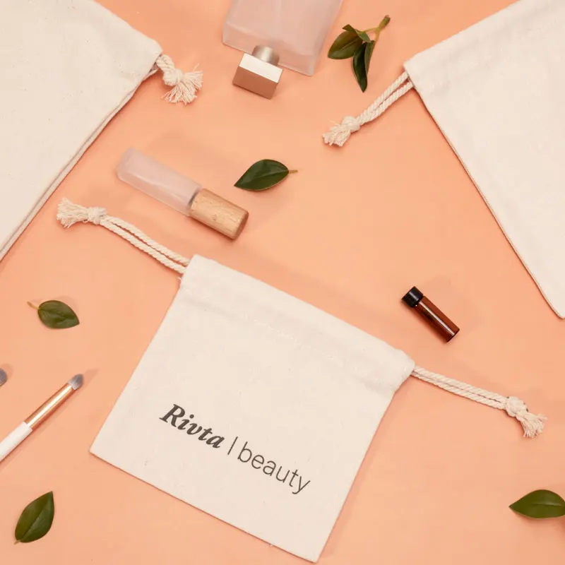 Custom Portable Flat Lazy Travel Women Make Up Cosmetic Pouch Drawstring Makeup Bag