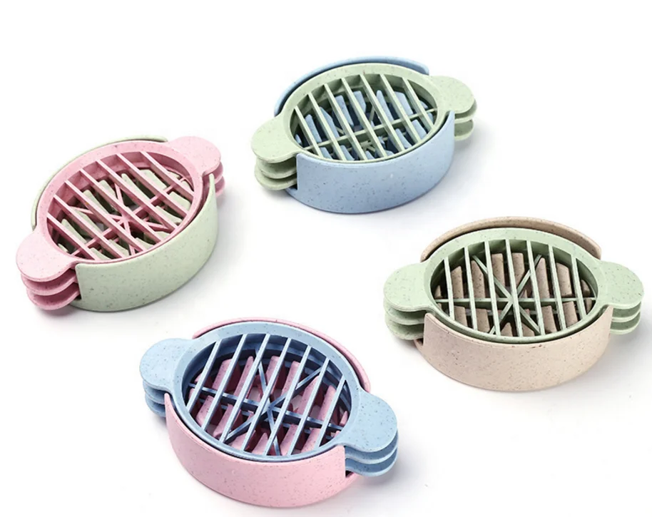 New style kitchen tools wheat straw mini colorful three shapes size cute food divider nonelectric topper cutter egg slicer