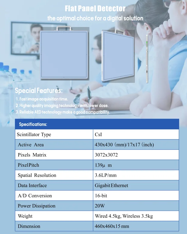 Higher Quality imaging technology digital wireless x-ray flat panel detector flat x ray panel for hospital use