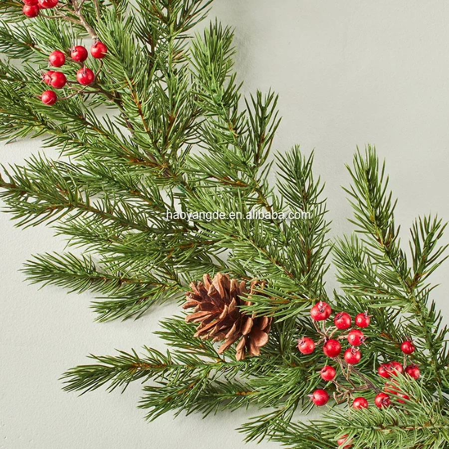 6ft Pine Faux Christmas Garland with Pine Cones and Winterberry