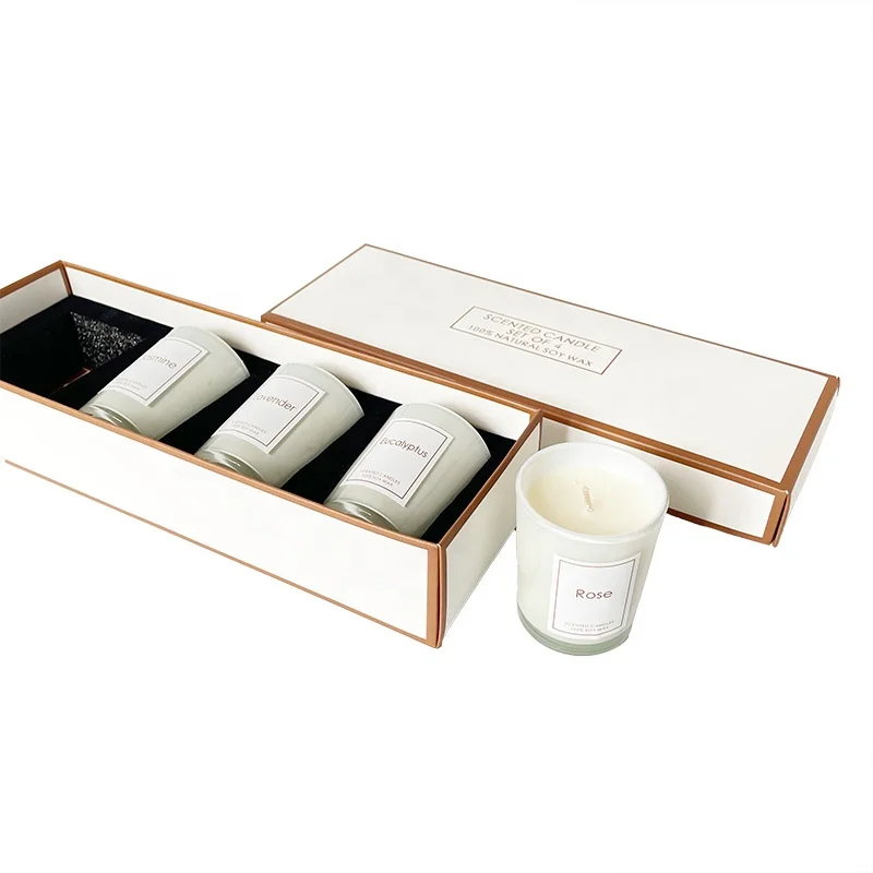 Custom Gift Set Luxury Private Label Mini Scented Candles Lavender Eucalyptus Rose Soy Wax Candle Packaging Box Bags With Logo