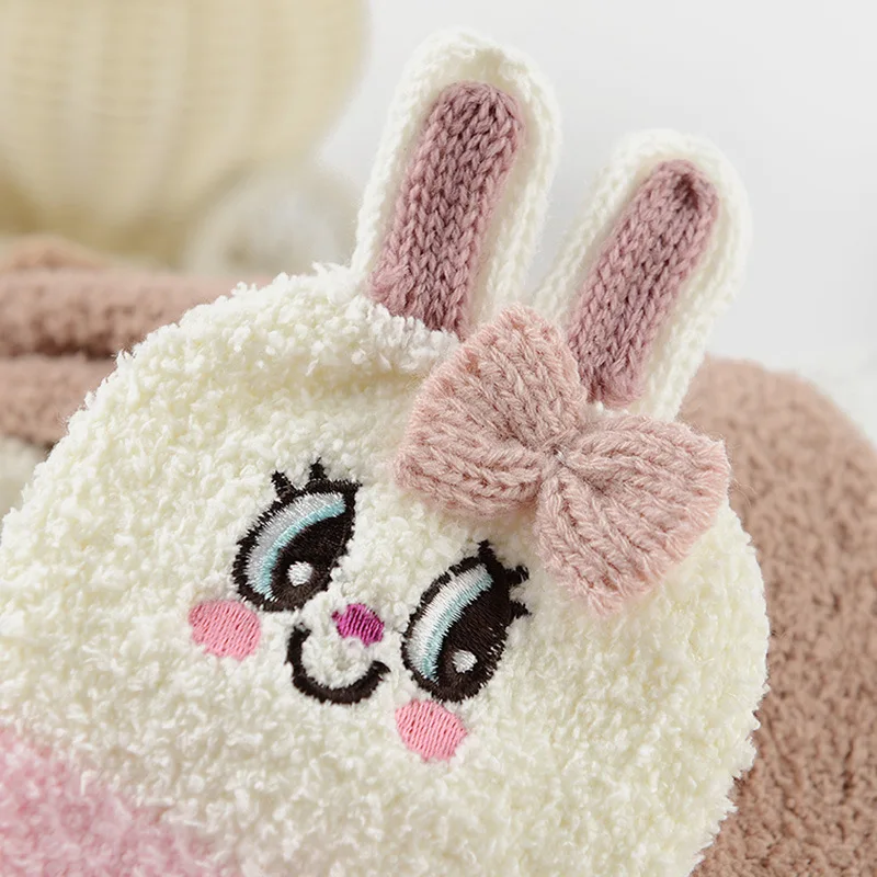 Winter Cute Animal Soft Warm Fuzzy Fluffy Women Girls Children 3D Christmas Socks with Gift Box