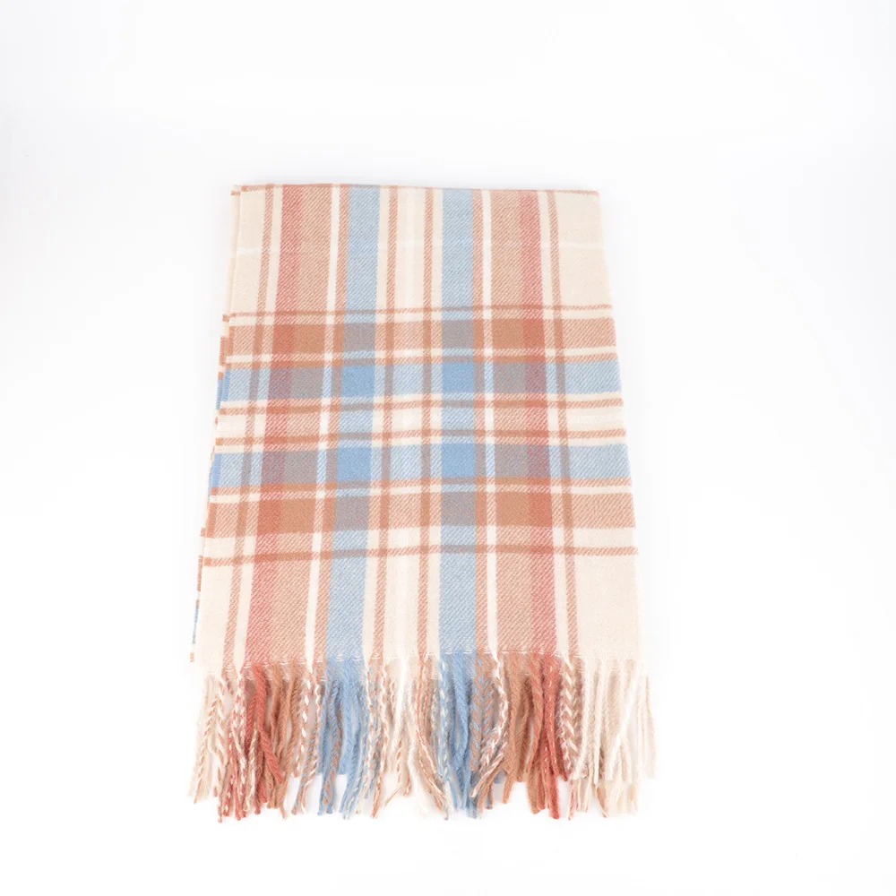 100% Acrylic 2022 custom scarf fashion plaid design woven scarf going out to keep warm scarf for women