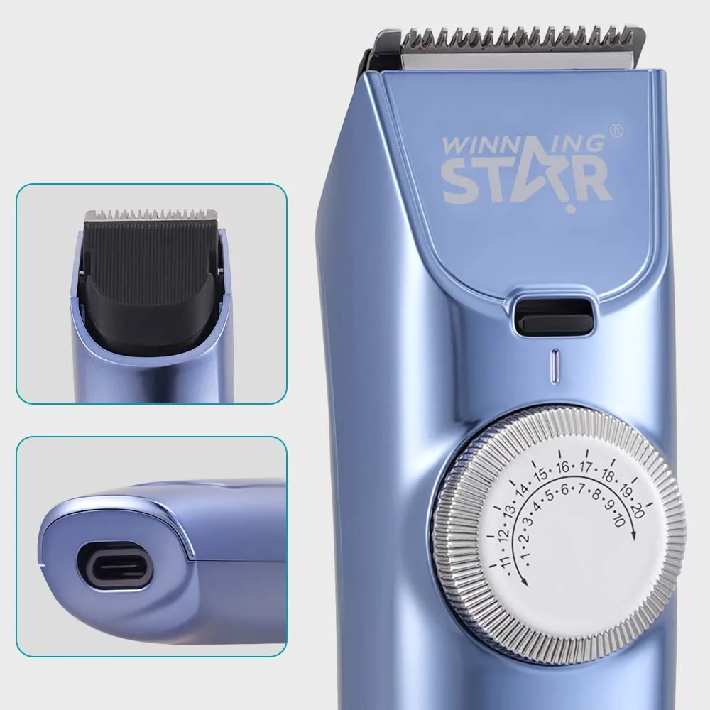 WINNING STAR ST-5621 New Arrival DC/5V 3W Cordless IPX6 Waterproof Overdischarge Electric Hair Clipper With 14500 Battery 600mAh