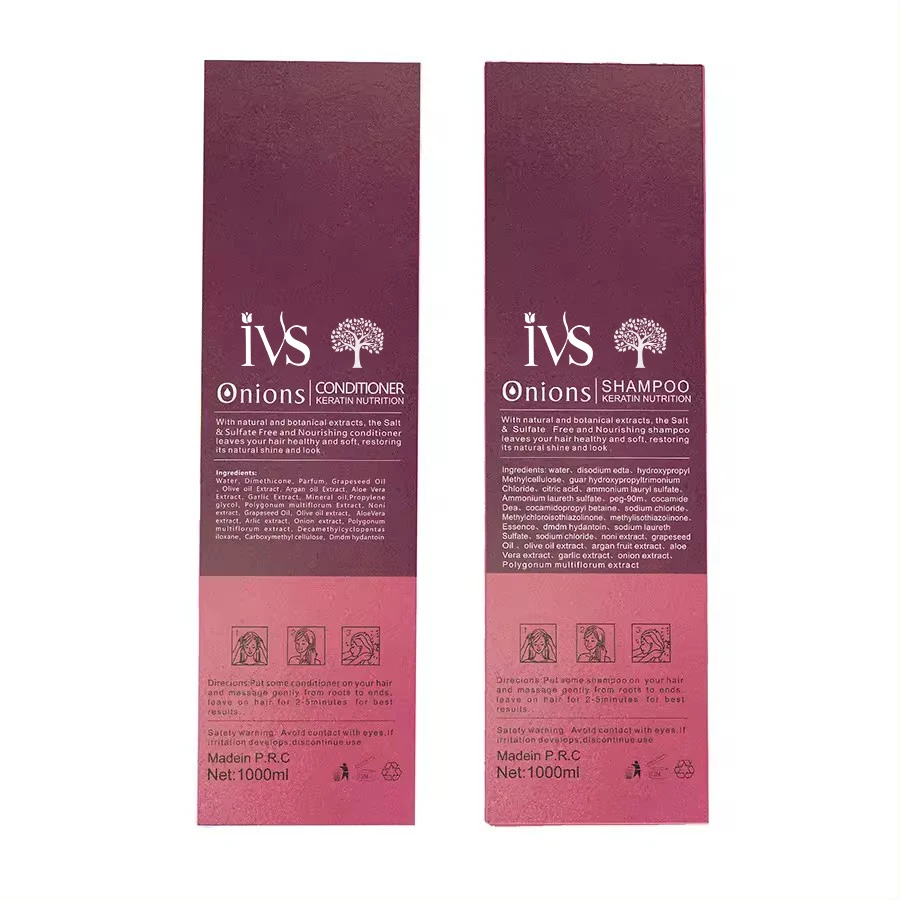 IVS Private Label Natural Keratin Organic Hair Care Products Anti Loss Hair Growth Clear Onion Shampoo And Conditioner Set