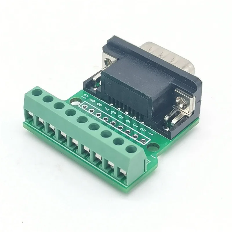DB9-G1 D-Sub 9pin Solderless Connectors DB9 RS232 Serial to Terminal Male Adapter Connector Breakout Board Riveting