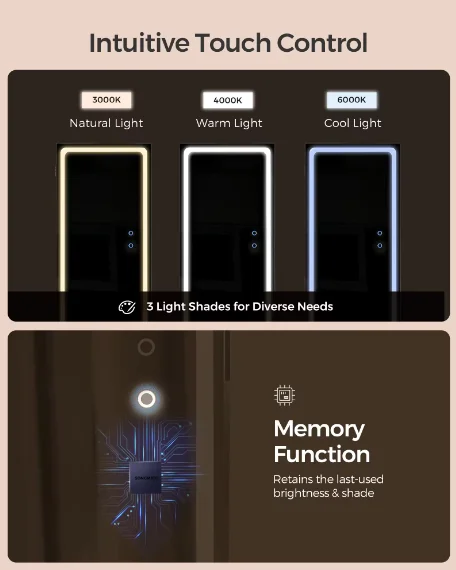 360 Degree Rotatable Jewelry Armoire with Storage Shelves Jewelry Cabinet with Full Length LED Mirror