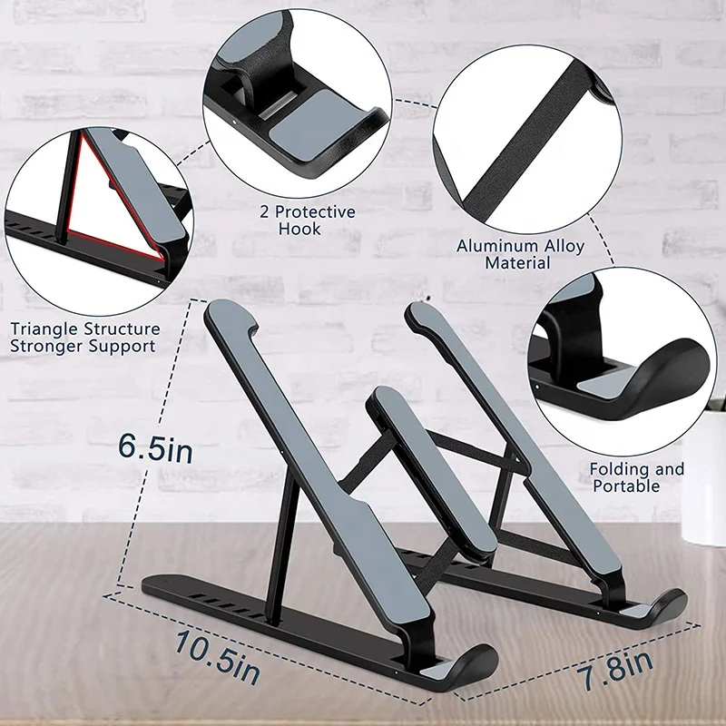 New Style ABS Plastic Adjustable Notebook Cooler NonSlip  Foldable Holder Desktop Holder Bracket Portable Computer Laptop Stand