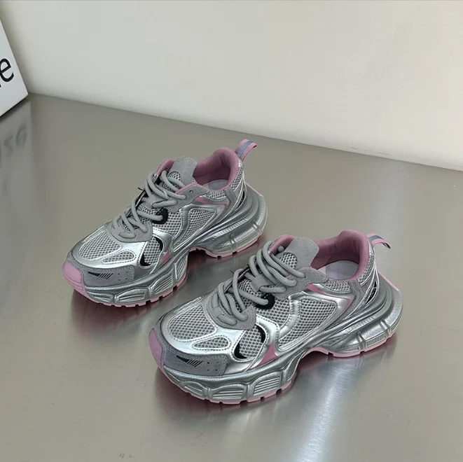 New arrivals White Mesh Women Sneakers Fashion Thick Bottom chunky Platform Height Increasing women sneakers shoes casual