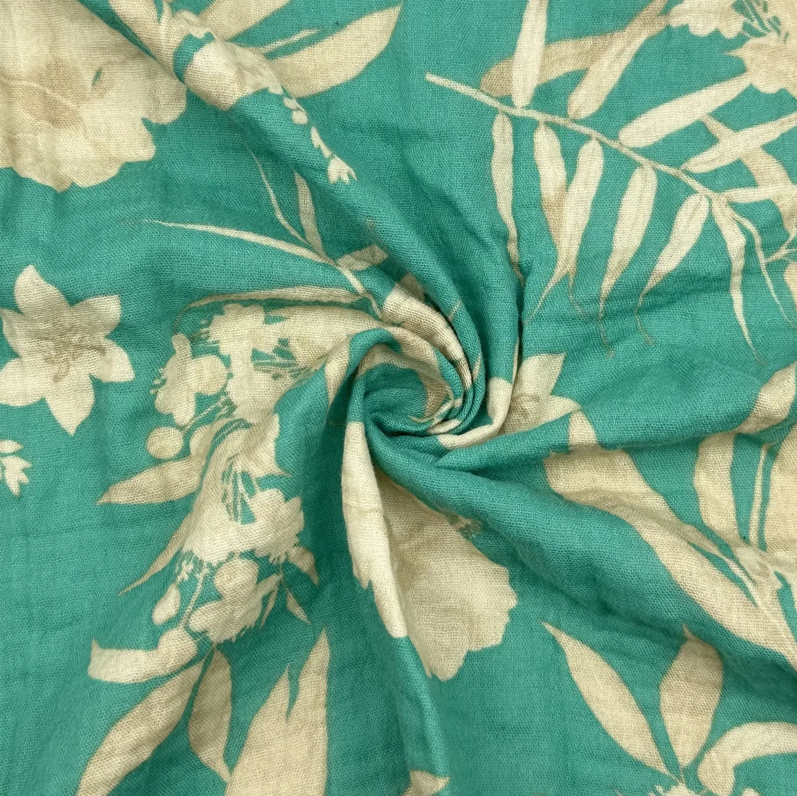 Factory breathable 100% organic cotton double crepe digital printed pattern fabric for women dress