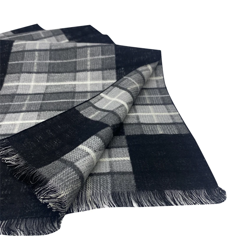 Factory Direct Sale Custom Silk Brushed Scarf Handmade Winter Woven Reversible Jacquard Men Long Scarves With Tassels