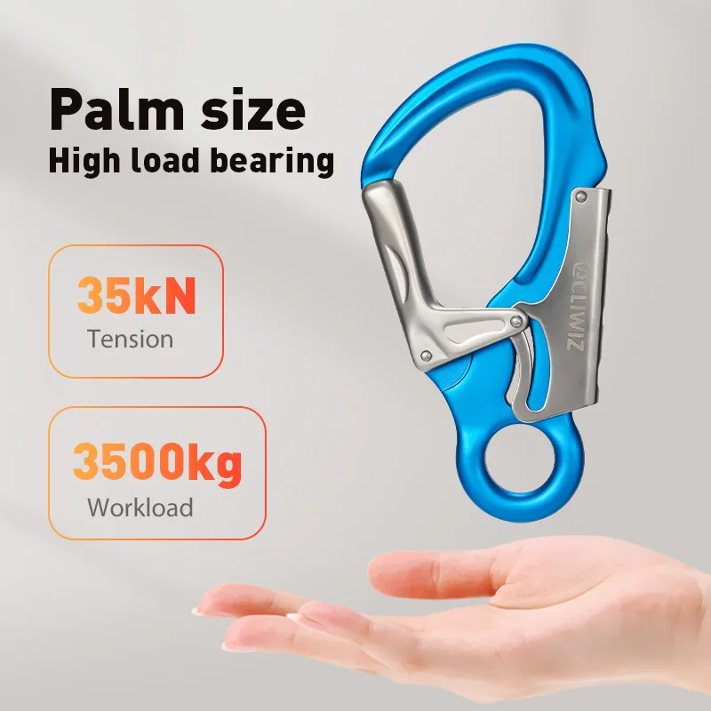 Aviation aluminum climbing carabiner, 35kN aluminum alloy main lock for rock climbing Via Ferrata safety hook