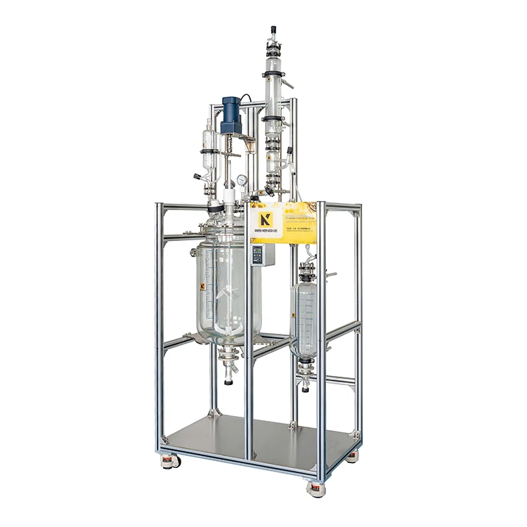 150l Laboratory Chemical Reactor Jacketed Double Layer Glass Reactor With Filter Plate