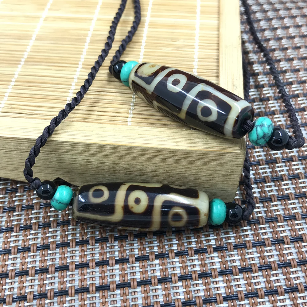 New Arrival Natural Dzi Beads Pendant Necklace, Tibet Column Agate Bead Necklace