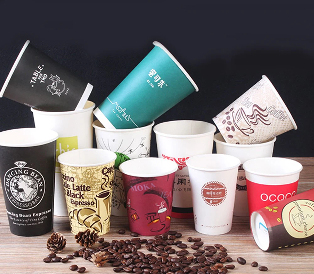  8Oz 12Oz 16Oz Customized Design Paper Cups Disposable Printed Double Wall Ripple