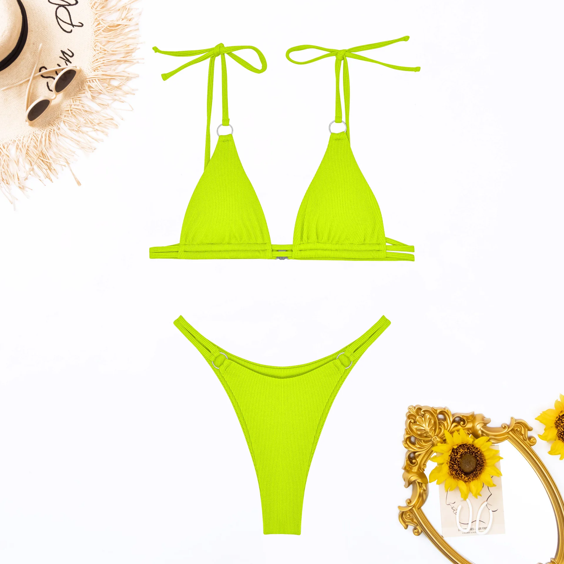Sexy Bikini 2024 Solid Swimsuit Women Swimwear Push Up Bikini Set Brazilian Bathing Suit Summer Beachwear with steel brackets